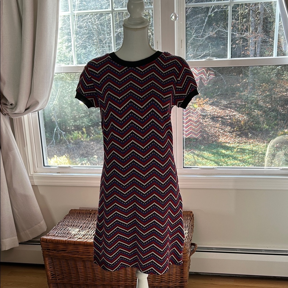 Zara Woman Chevron Patterned Dress - Black and Red Medium